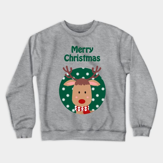 Cute reindeer wishes merry Christmas Crewneck Sweatshirt by punderful_day